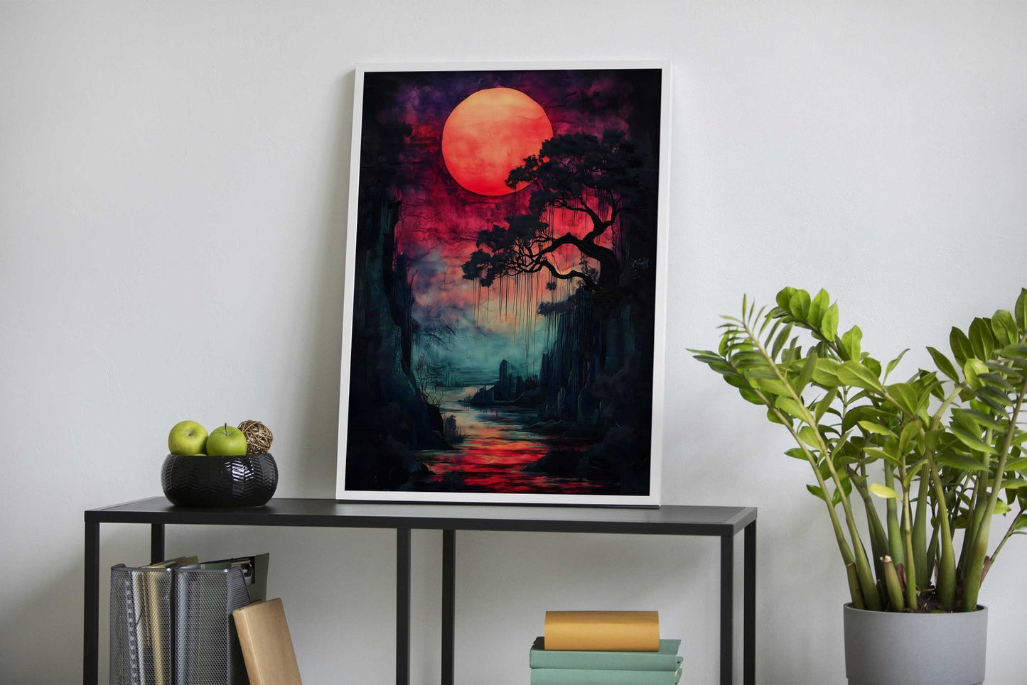 Bloodmoon River Sunset Asian Style Poster | Wall Art for Home & Office | High-Quality Print