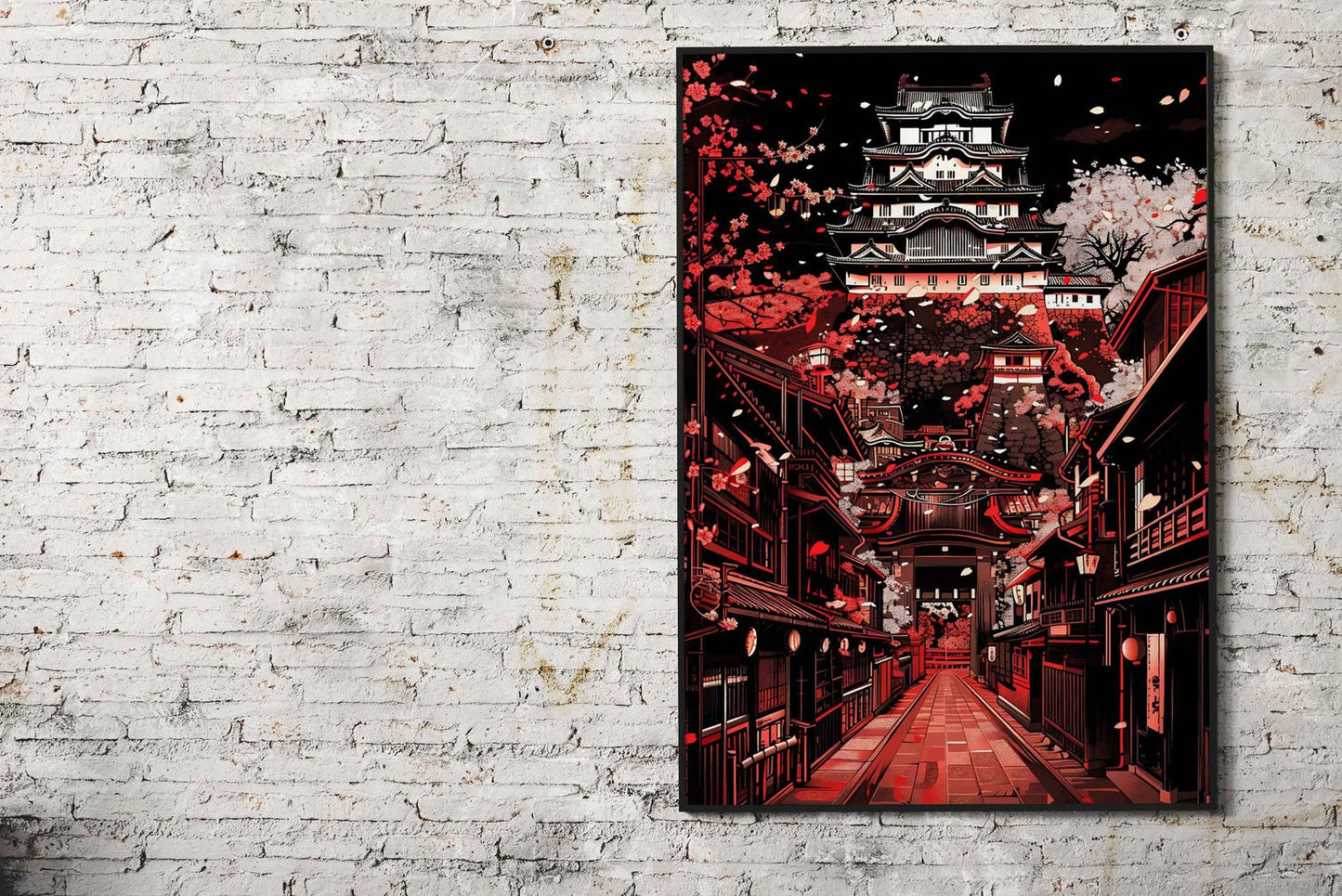 Blossom Crowned Castle Asian Style Poster | Wall Art for Home & Office | High-Quality Print