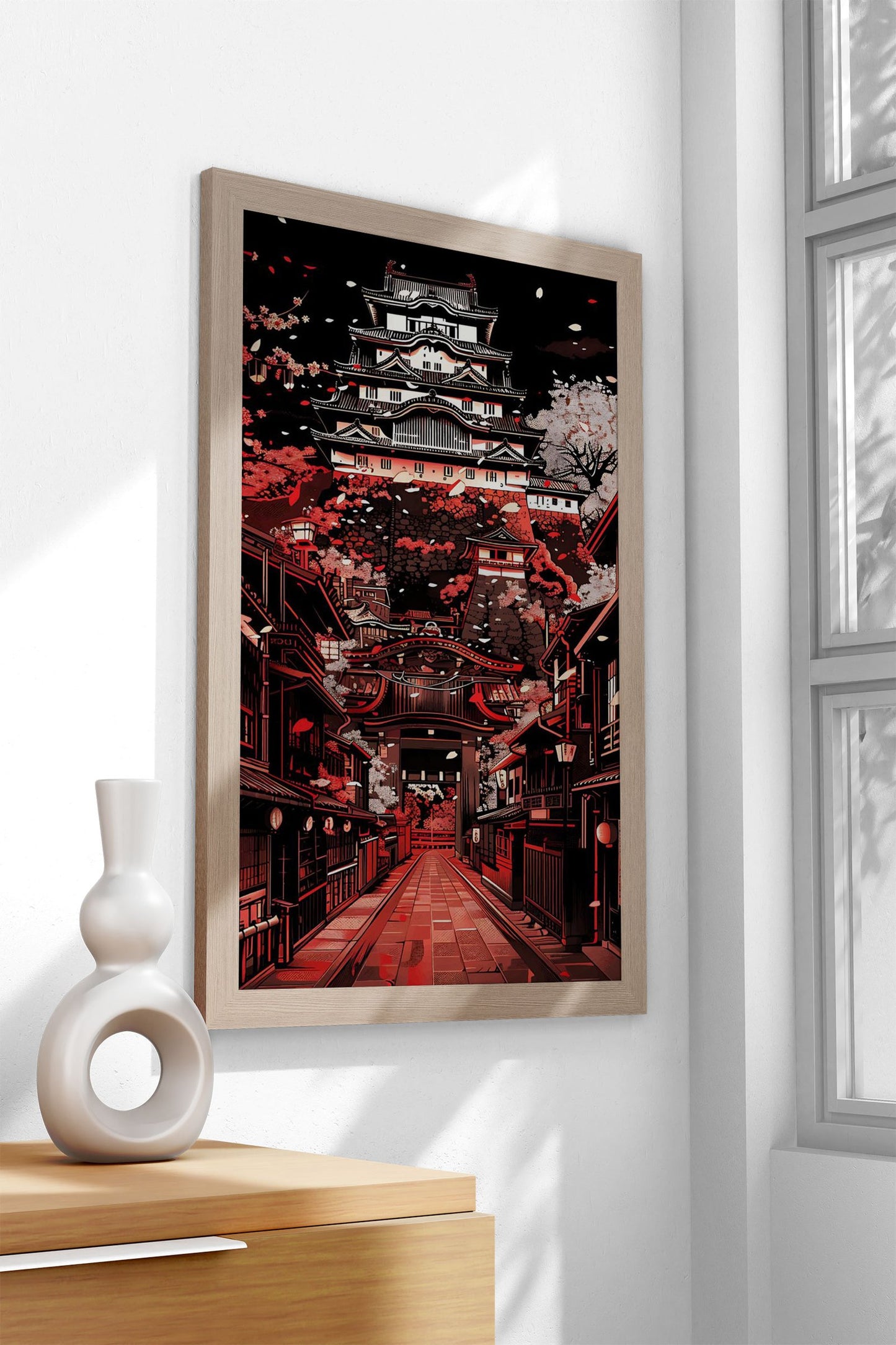 Blossom Crowned Castle Asian Style Poster | Wall Art for Home & Office | High-Quality Print