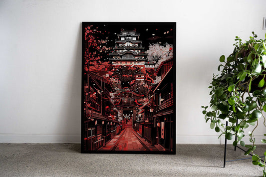 Blossom Crowned Castle Asian Style Poster | Wall Art for Home & Office | High-Quality Print