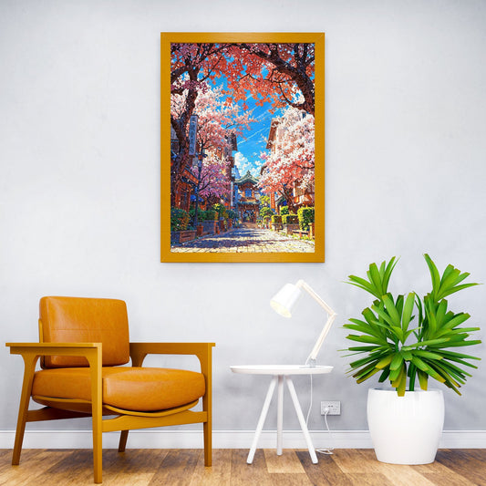 Blossom Pathway Asian Style Poster | Wall Art for Home & Office | High-Quality Print