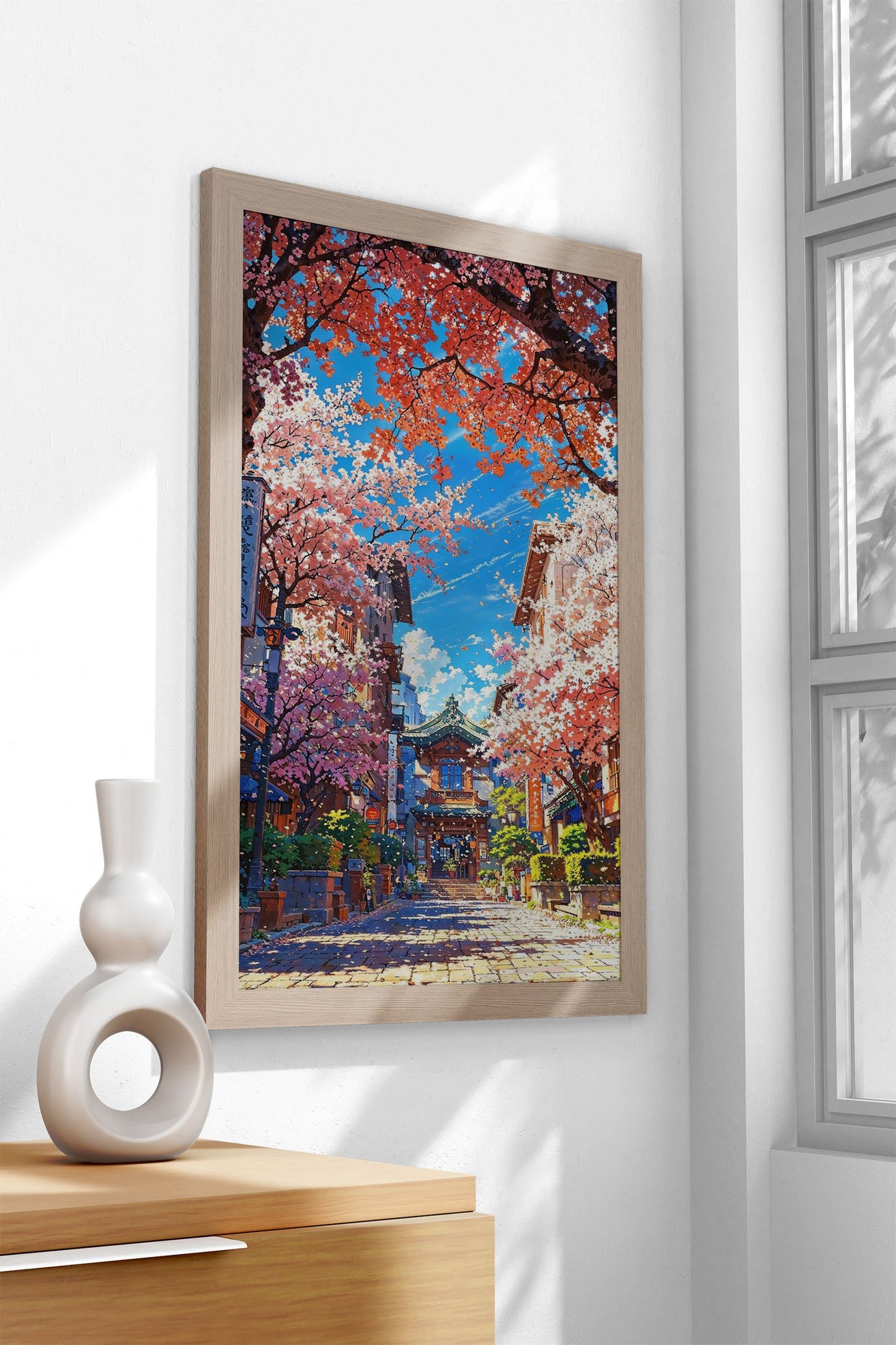 Blossom Pathway Asian Style Poster | Wall Art for Home & Office | High-Quality Print