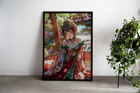 Blossoming Geisha Asian Style Poster | Wall Art for Home & Office | High-Quality Print