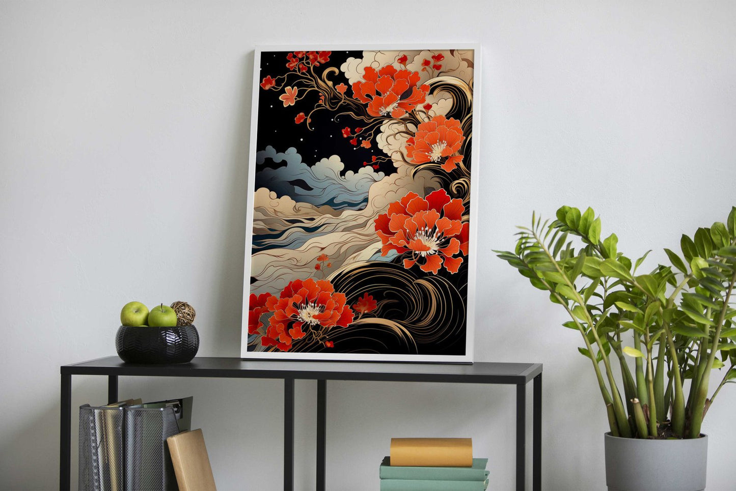 Blossoms Over Waves Asian Style Poster | Wall Art for Home & Office | High-Quality Print