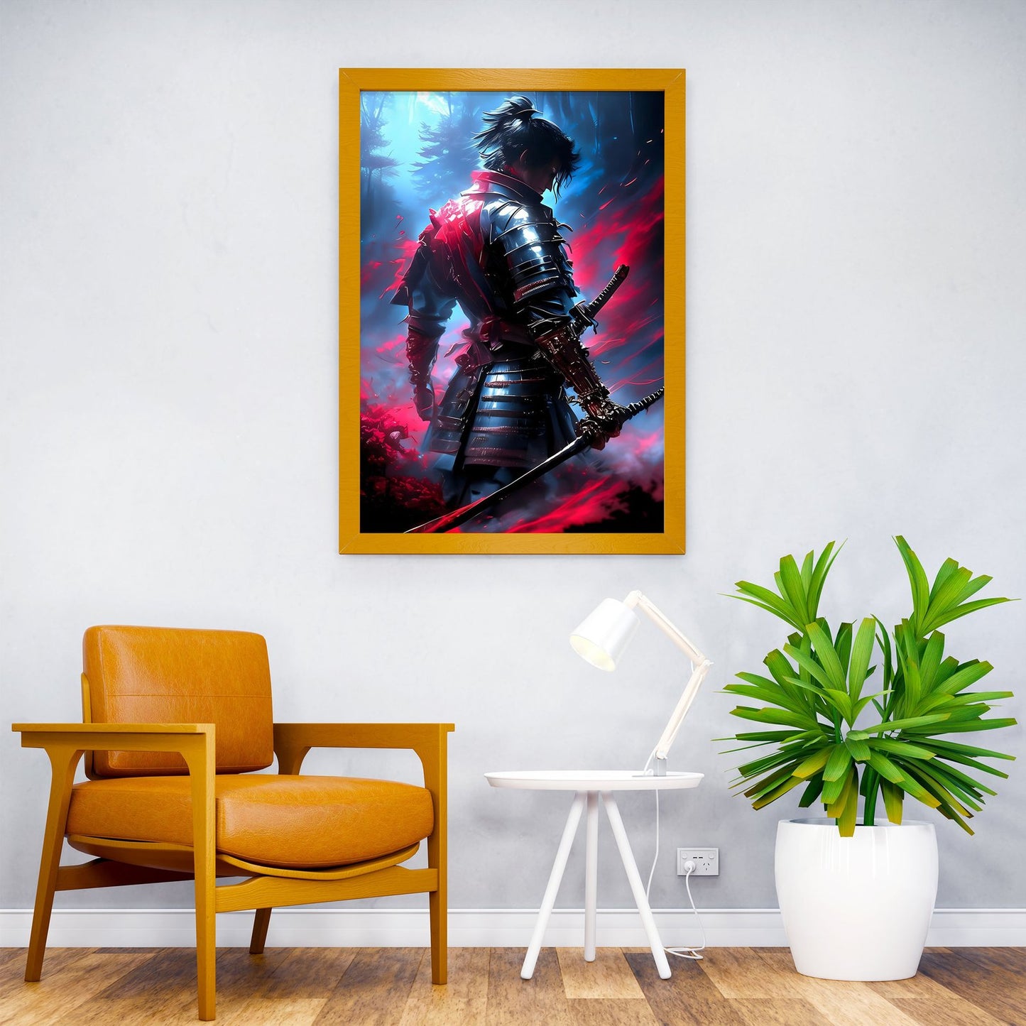 Blue Dark Samurai Asian Style Poster | Wall Art for Home & Office | High-Quality Print - High-quality vinyl skin wr