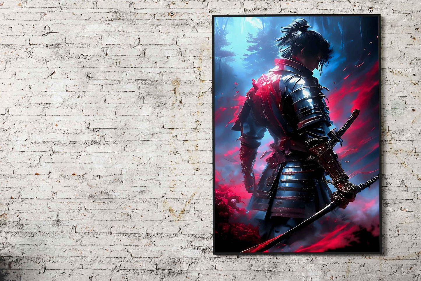 Blue Dark Samurai Asian Style Poster | Wall Art for Home & Office | High-Quality Print - High-quality vinyl skin wr