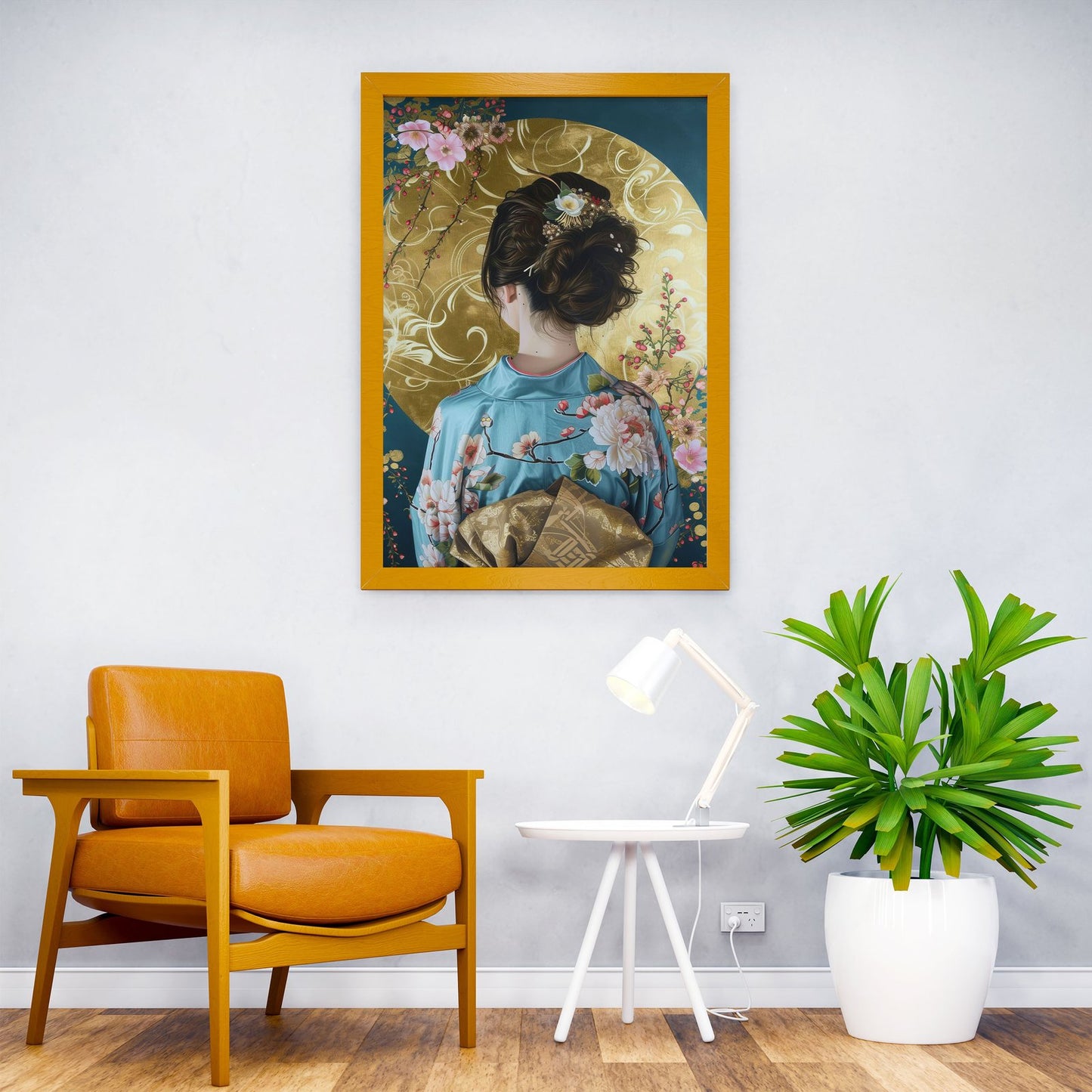 Blue Kimono Girl Japan Asian Style Poster | Wall Art for Home & Office | High-Quality Print