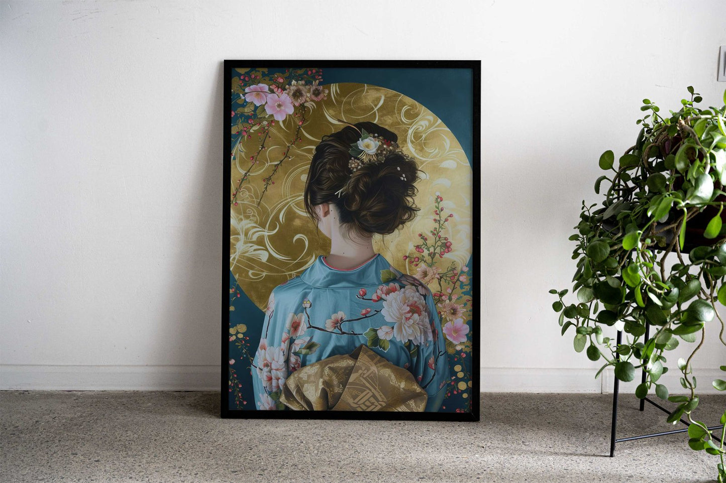 Blue Kimono Girl Japan Asian Style Poster | Wall Art for Home & Office | High-Quality Print