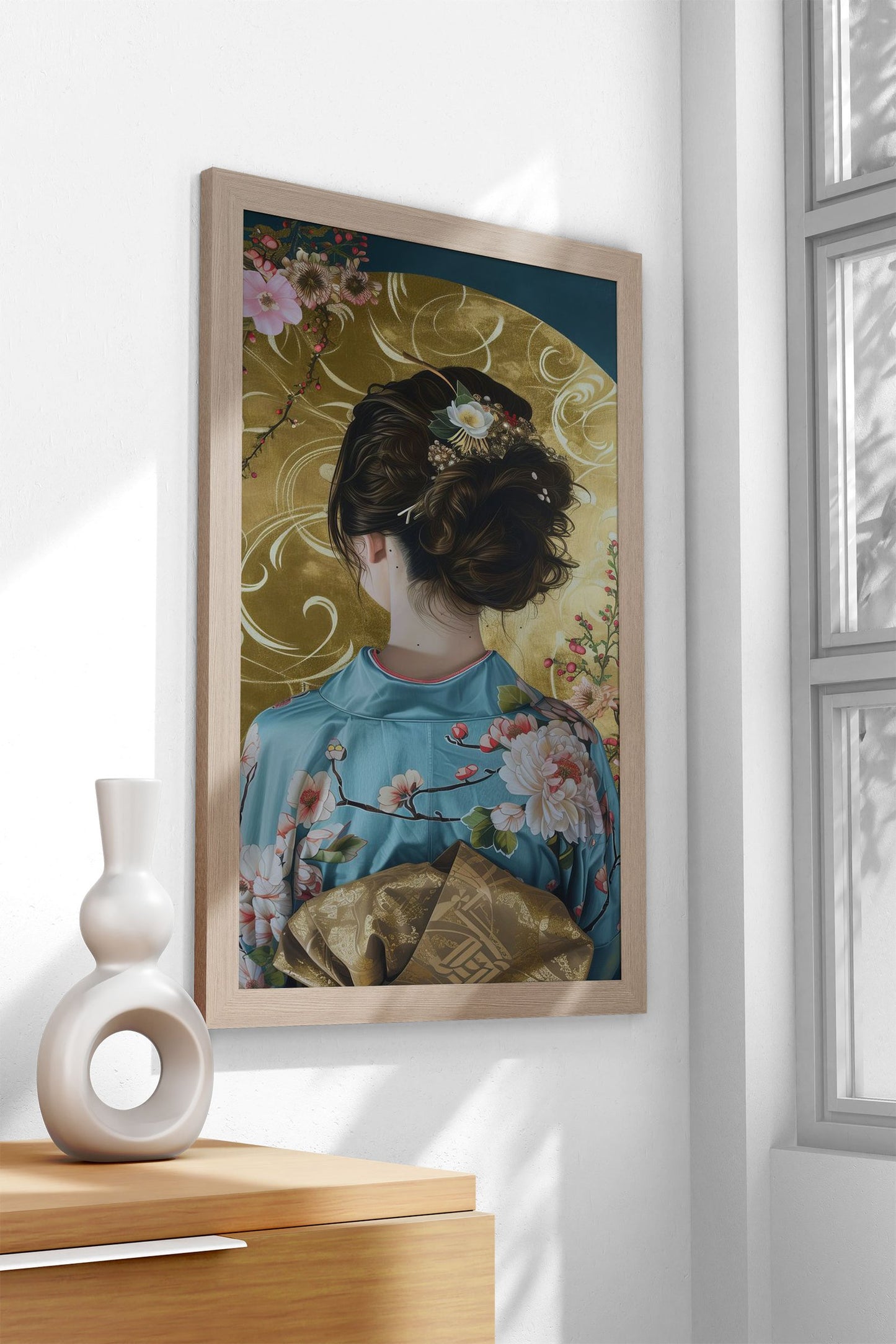Blue Kimono Girl Japan Asian Style Poster | Wall Art for Home & Office | High-Quality Print