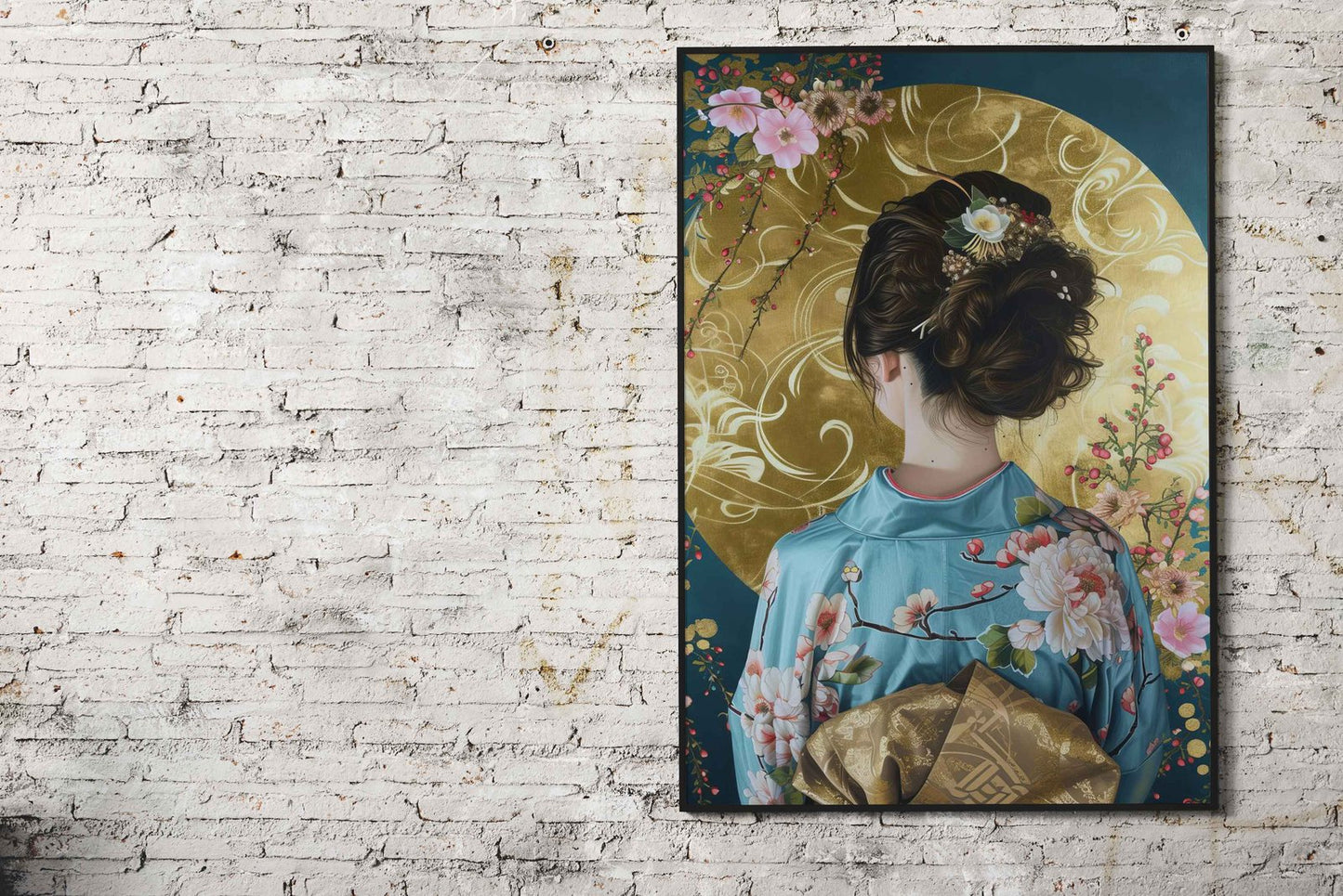 Blue Kimono Girl Japan Asian Style Poster | Wall Art for Home & Office | High-Quality Print
