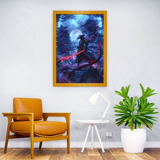 Blue Midnight Samurai Asian Style Poster | Wall Art for Home & Office | High-Quality Print