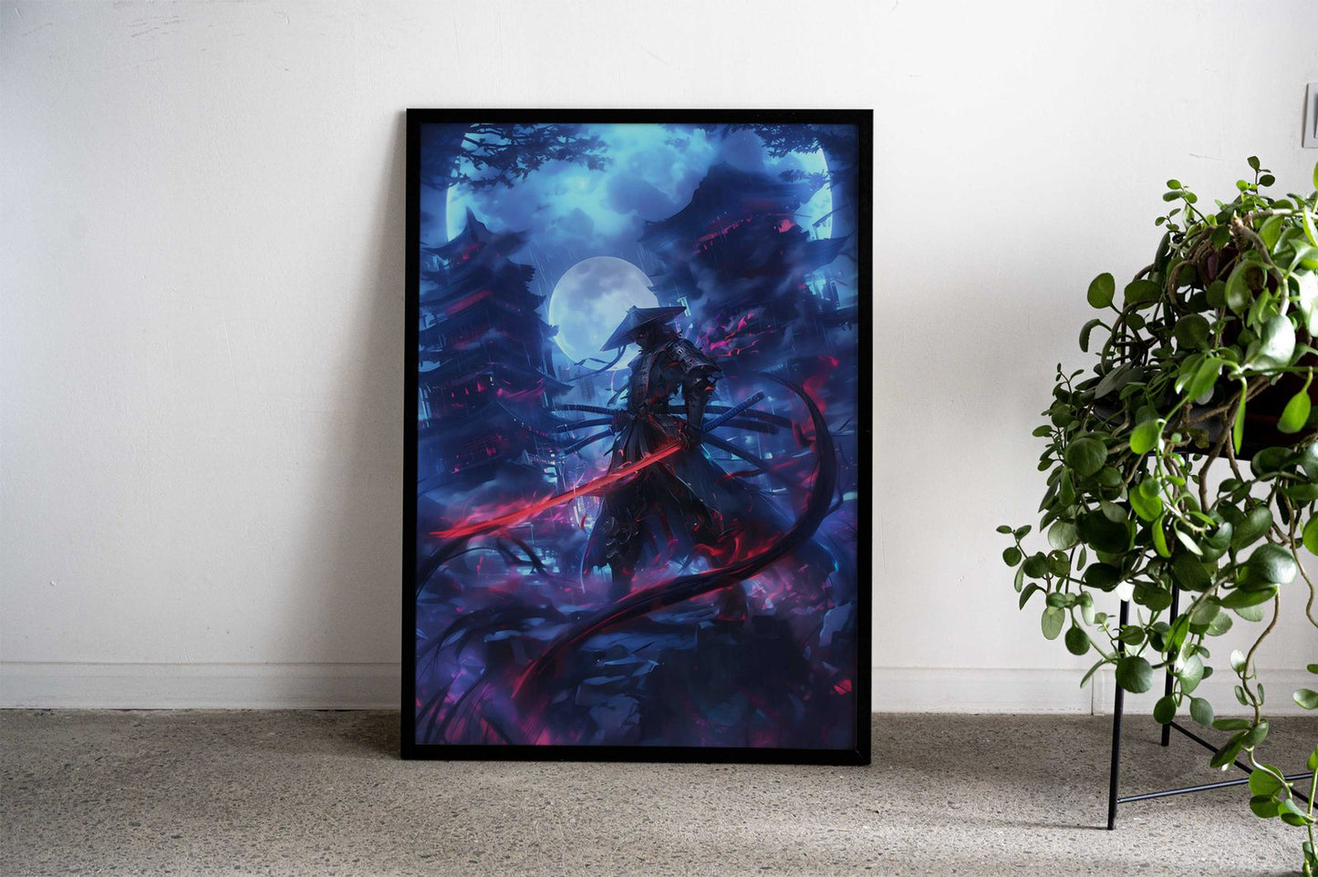 Blue Midnight Samurai Asian Style Poster | Wall Art for Home & Office | High-Quality Print