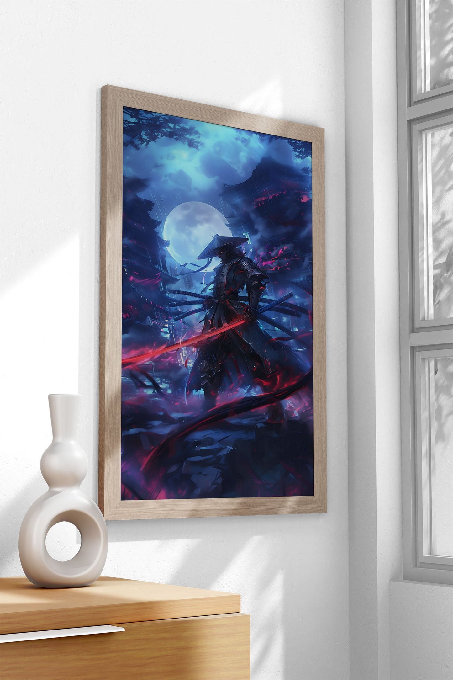 Blue Midnight Samurai Asian Style Poster | Wall Art for Home & Office | High-Quality Print