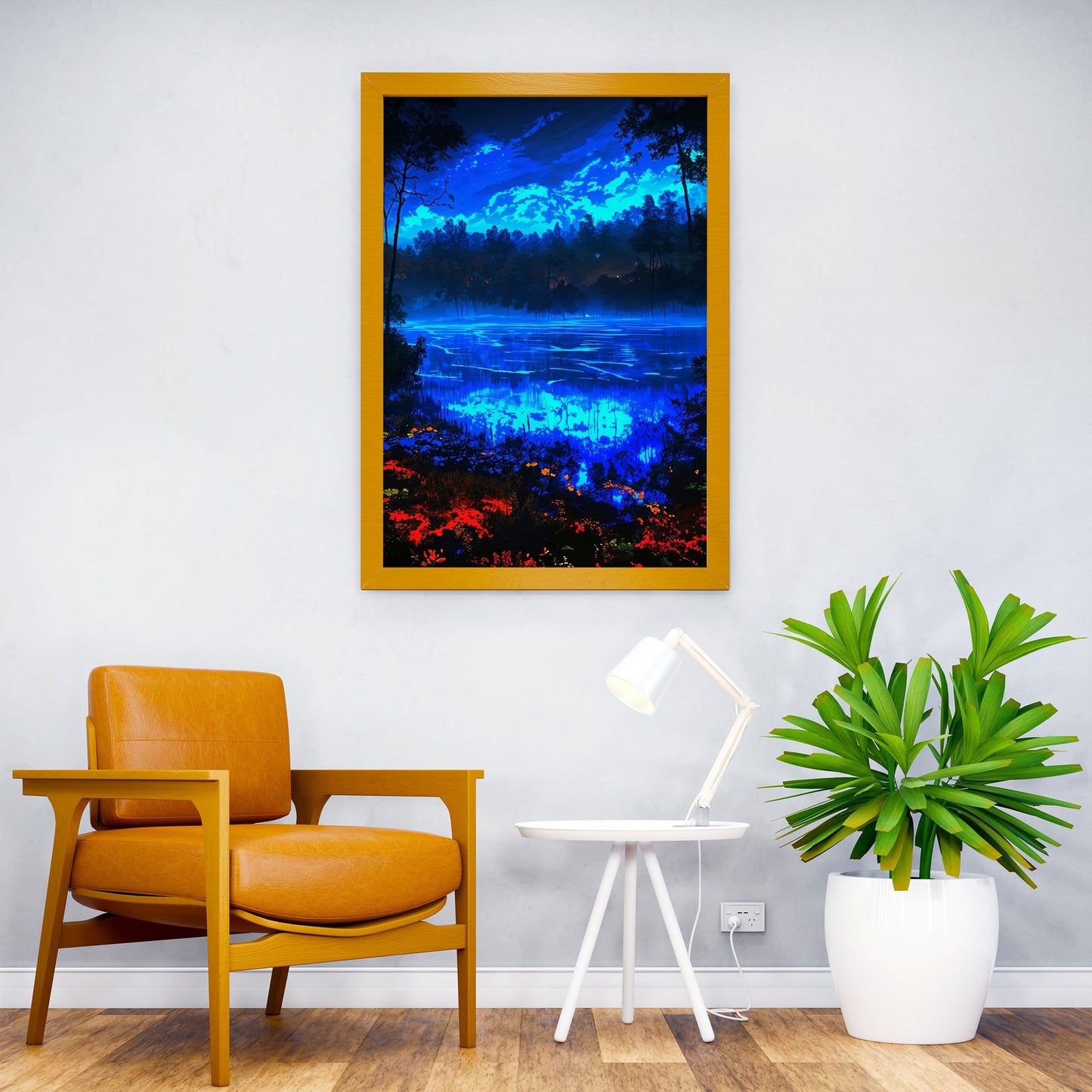 Blue Night Forest Asian Style Poster | Wall Art for Home & Office | High-Quality Print