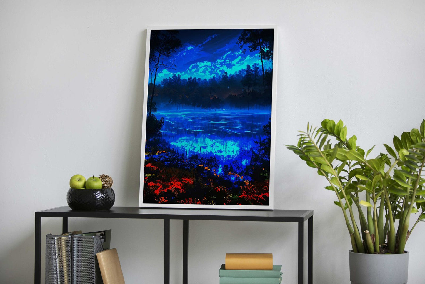 Blue Night Forest Asian Style Poster | Wall Art for Home & Office | High-Quality Print