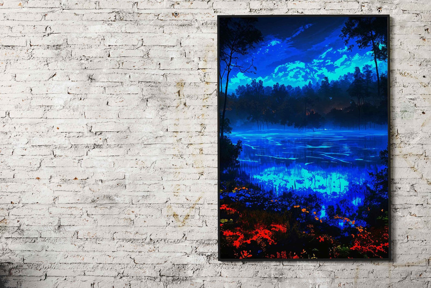 Blue Night Forest Asian Style Poster | Wall Art for Home & Office | High-Quality Print