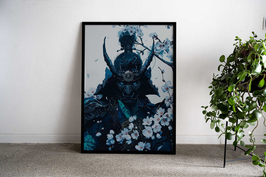 Blue Samurai Japan Asian Style Poster | Wall Art for Home & Office | High-Quality Print