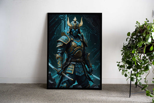 Blue Samurai Warrior Asian Style Poster | Wall Art for Home & Office | High-Quality Print