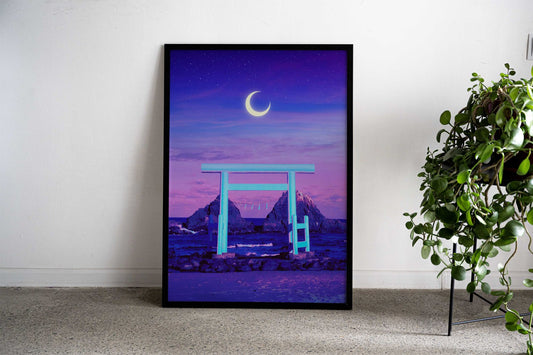 Blue Torii Asian Style Poster | Wall Art for Home & Office | High-Quality Print