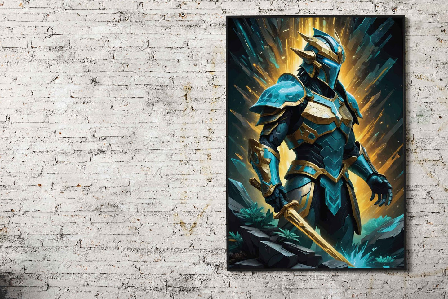 Blue and Gold Knight Asian Style Poster | Wall Art for Home & Office | High-Quality Print