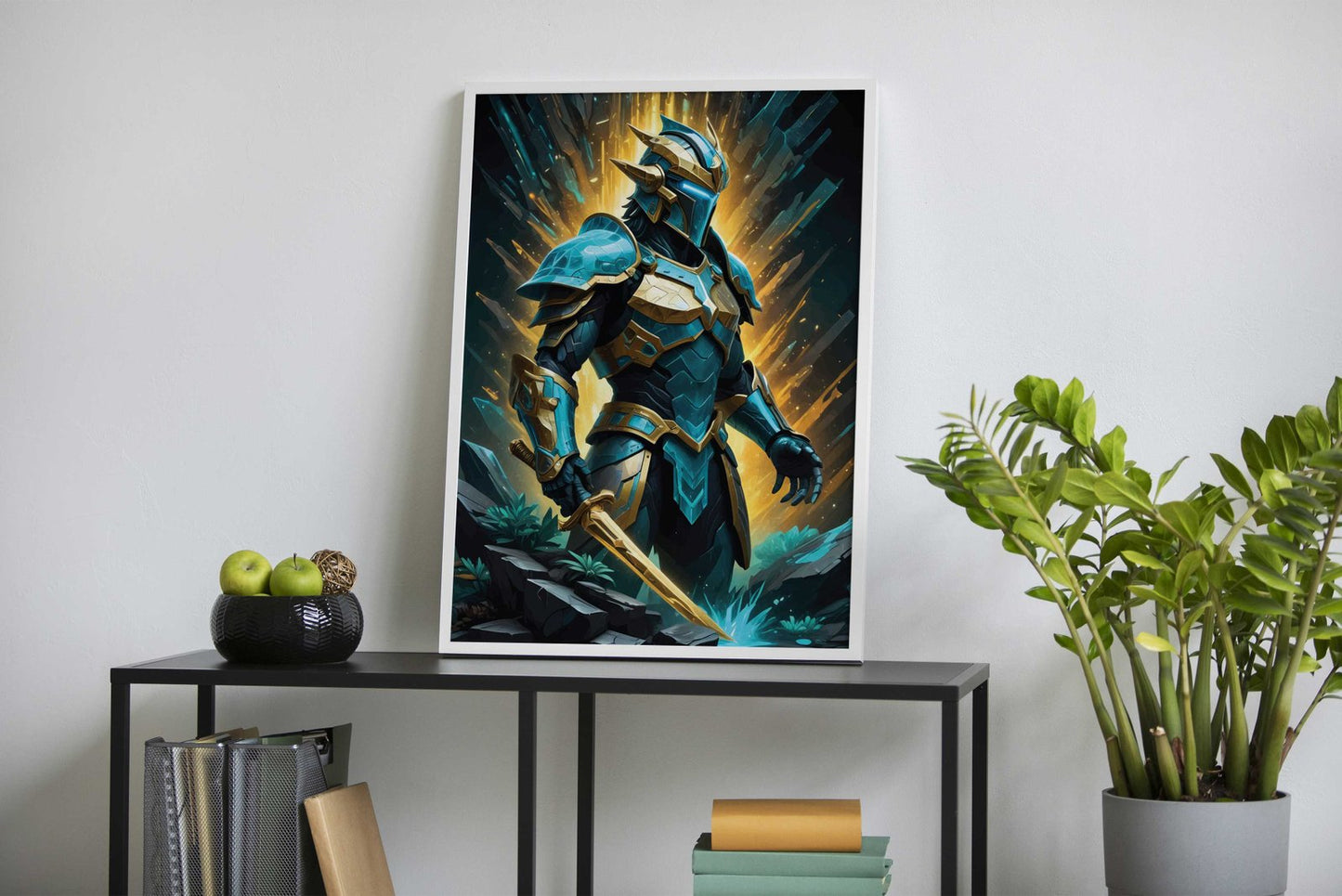 Blue and Gold Knight Asian Style Poster | Wall Art for Home & Office | High-Quality Print