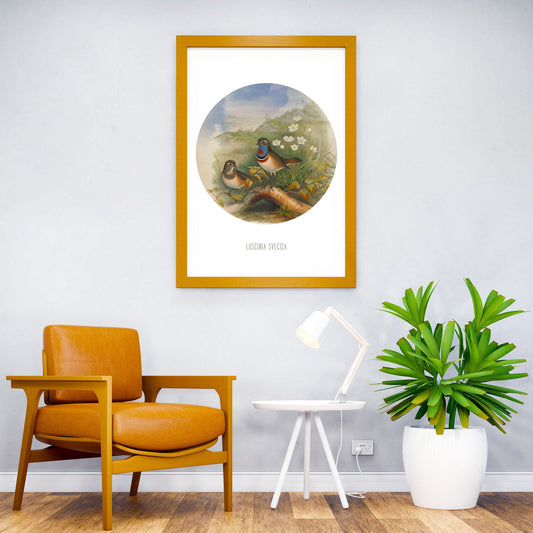 Bluethroat Bird Print Asian Style Poster | Wall Art for Home & Office | High-Quality Print