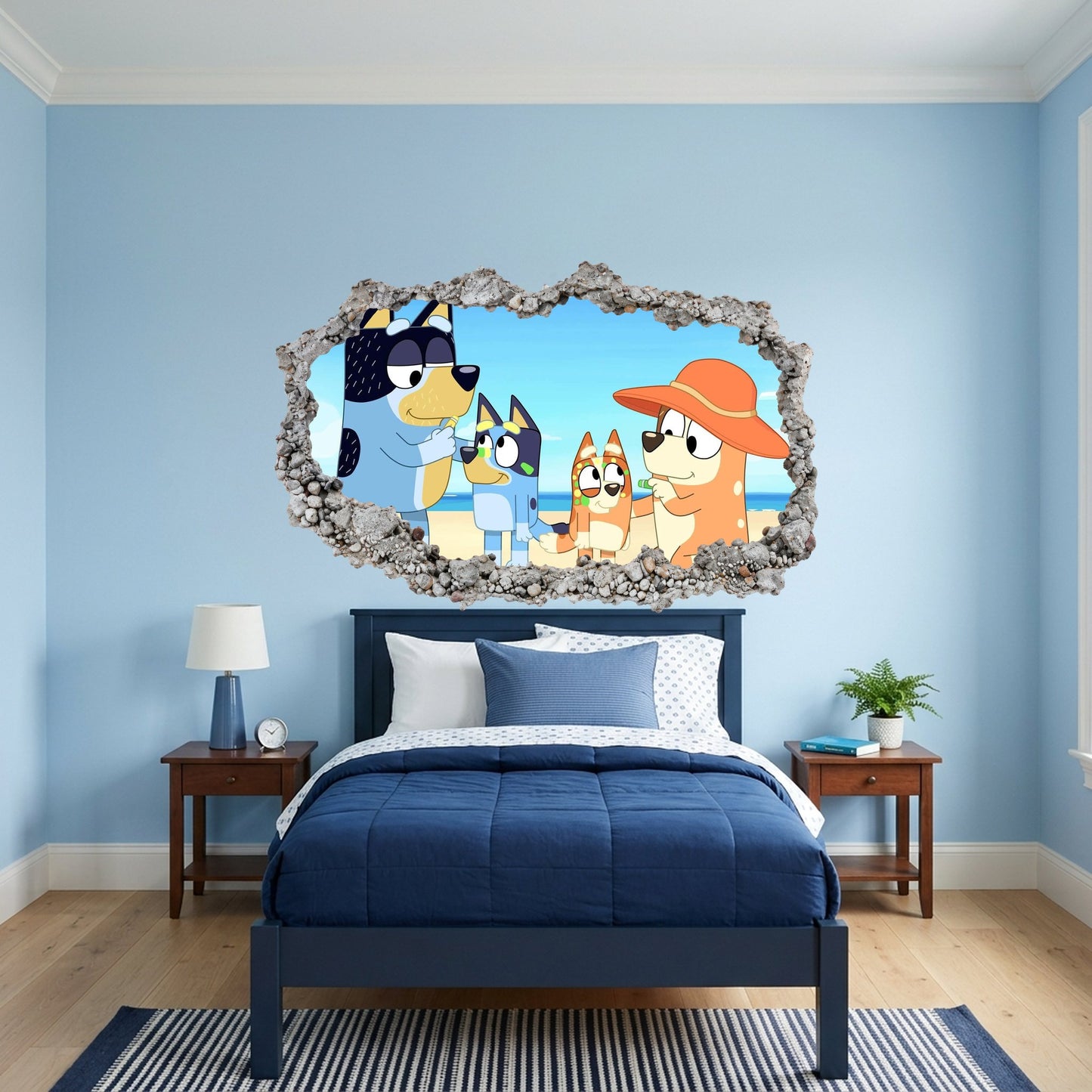 Bluey Bingo Bandit Chilli 3D Smashed Wall Decal Vinyl Mural 195