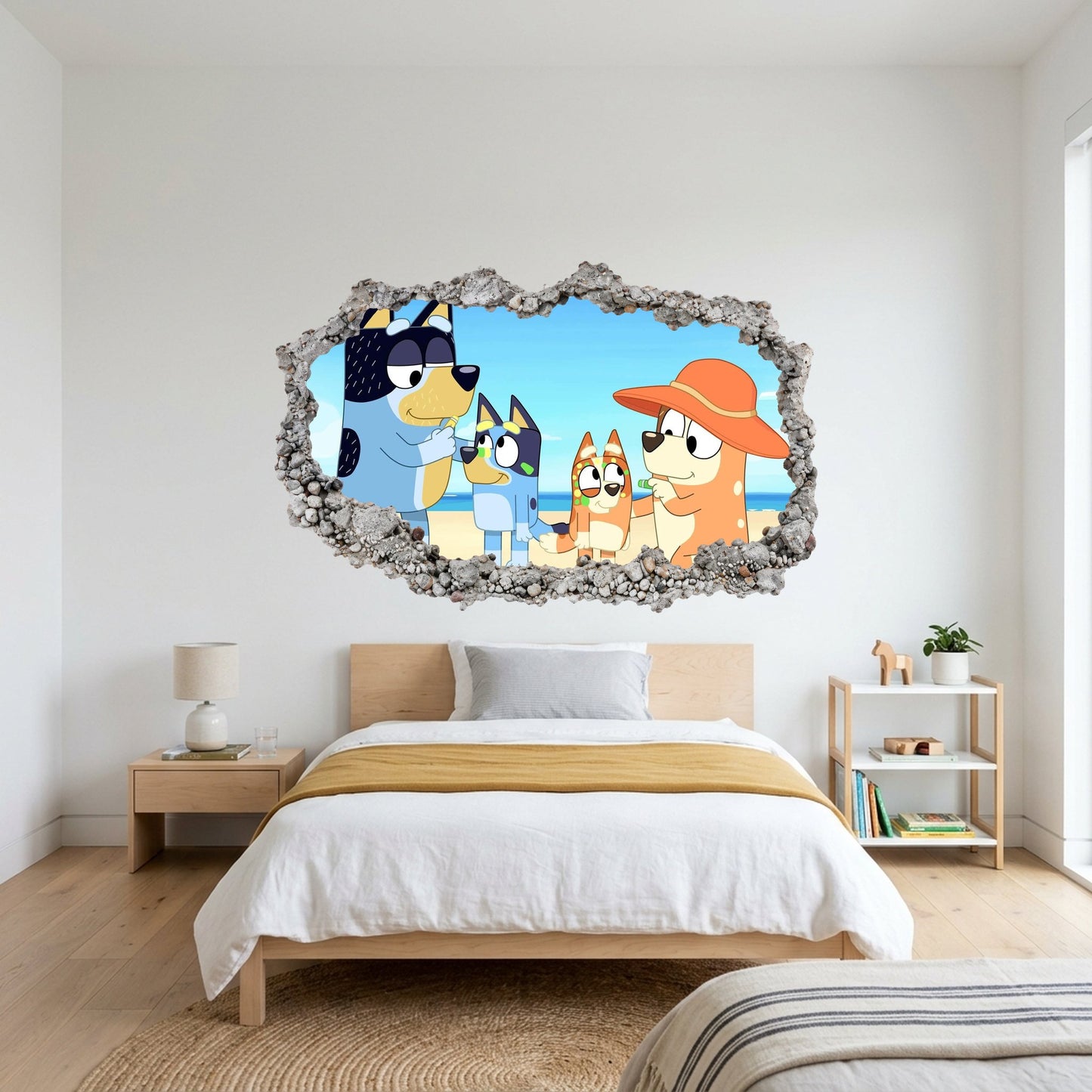 Bluey Bingo Bandit Chilli 3D Smashed Wall Decal Vinyl Mural 195