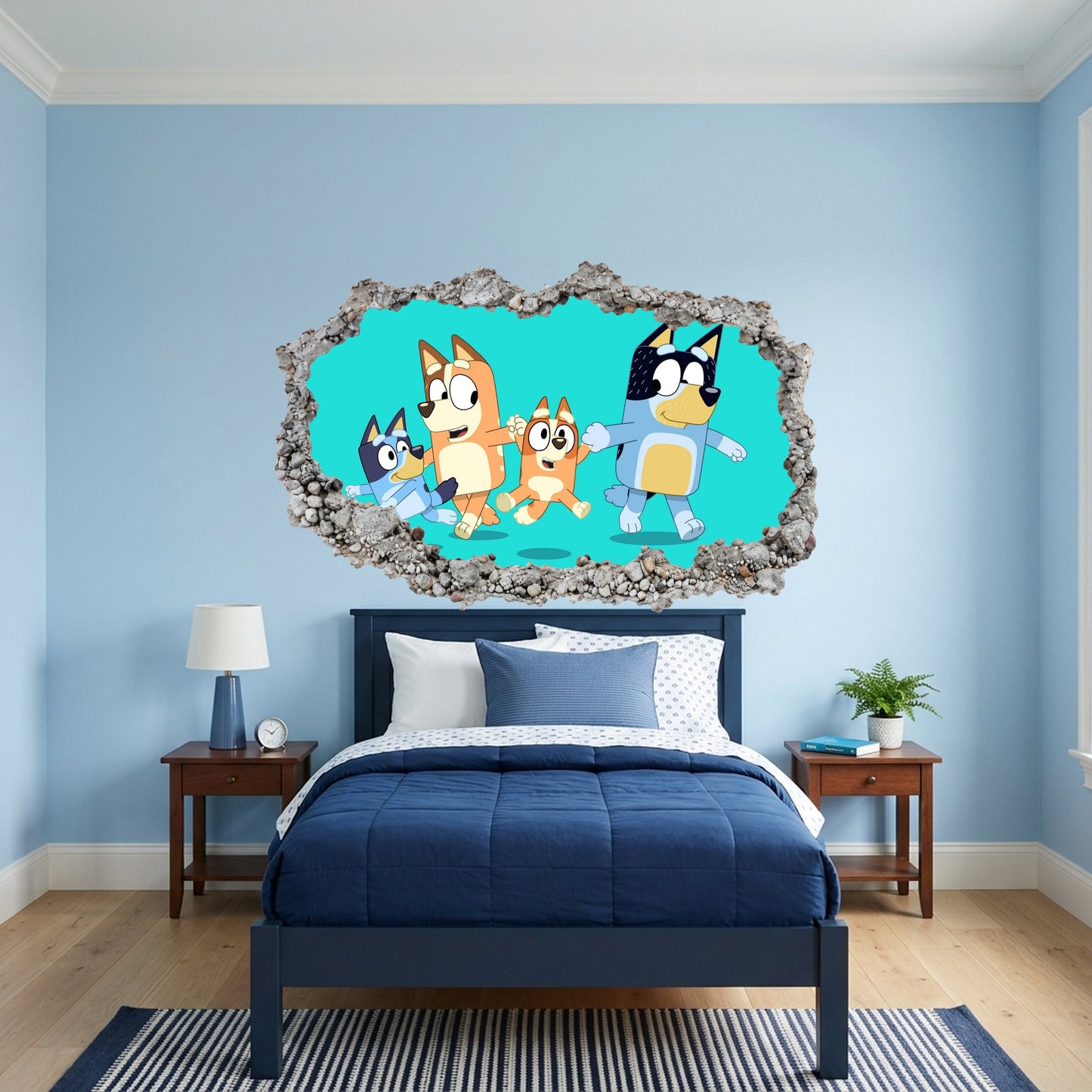Bluey Bingo Bandit Chilli 3D Smashed Wall Decal Vinyl Mural 199