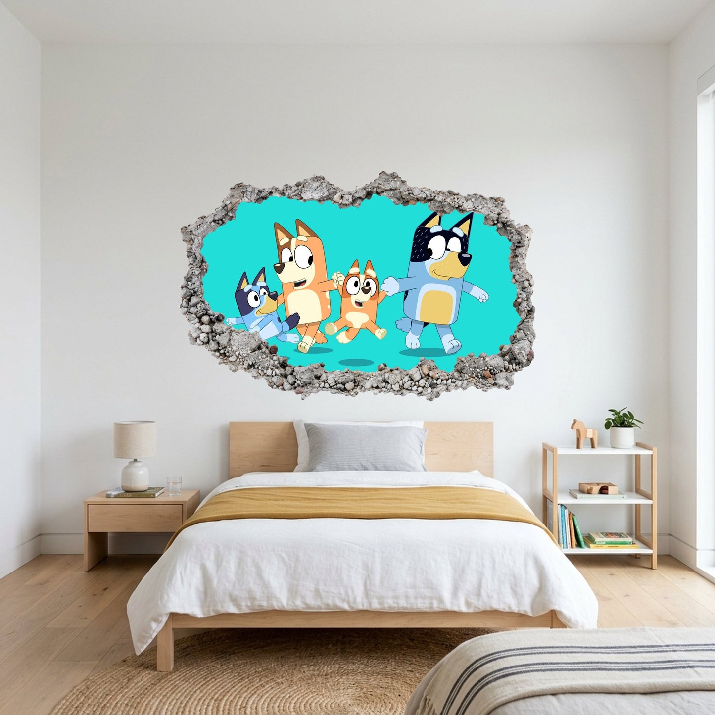 Bluey Bingo Bandit Chilli 3D Smashed Wall Decal Vinyl Mural 199
