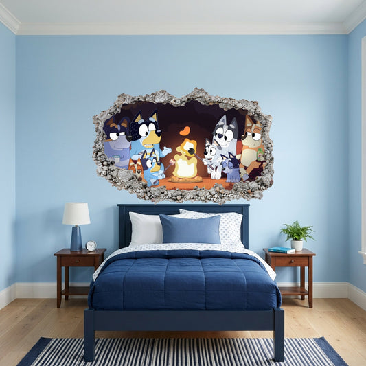 Bluey Bingo Bandit Chilli 3D Wall Hole Decal Playroom Art Decal 194