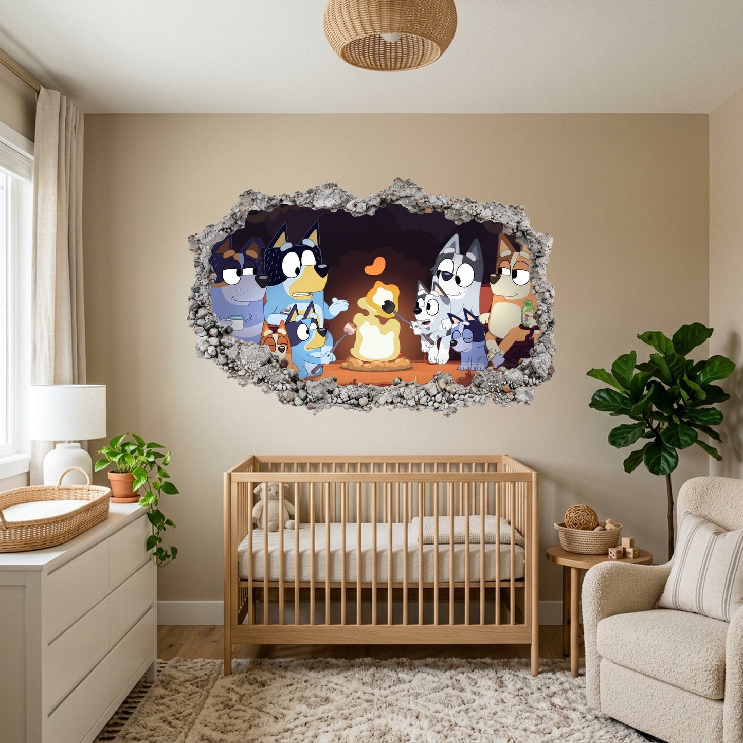 Bluey Bingo Bandit Chilli 3D Wall Hole Decal Playroom Art Decal 194