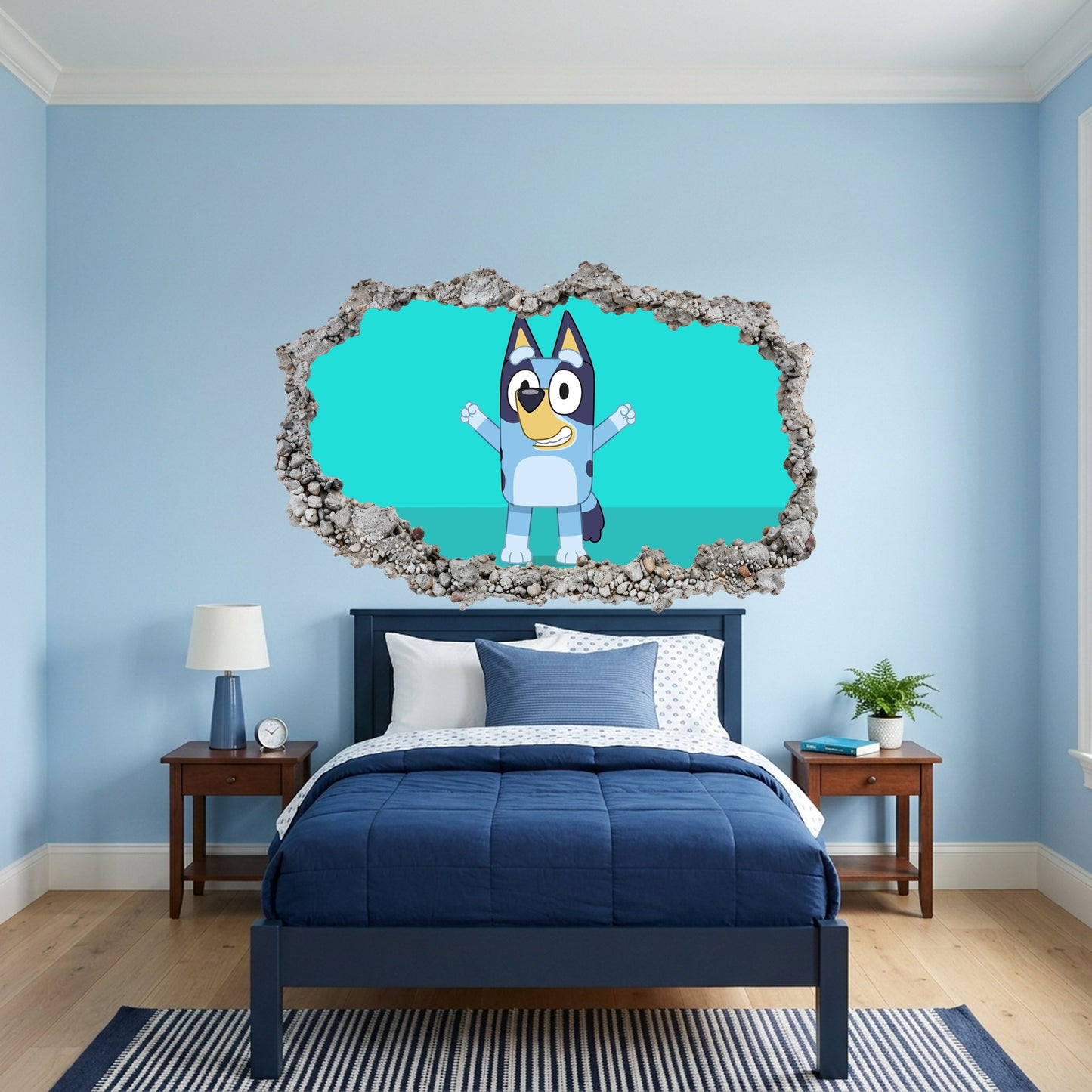 Bluey Bingo Bandit Chilli 3D Wall Hole Decal Smashed Brick Decal 212