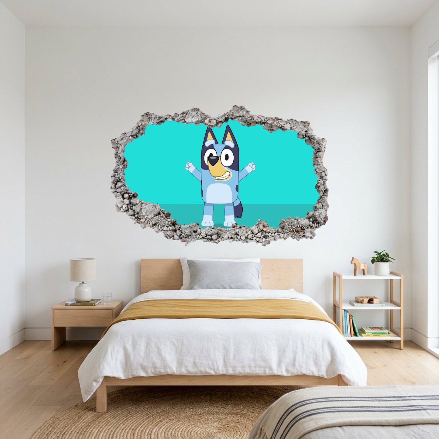 Bluey Bingo Bandit Chilli 3D Wall Hole Decal Smashed Brick Decal 212