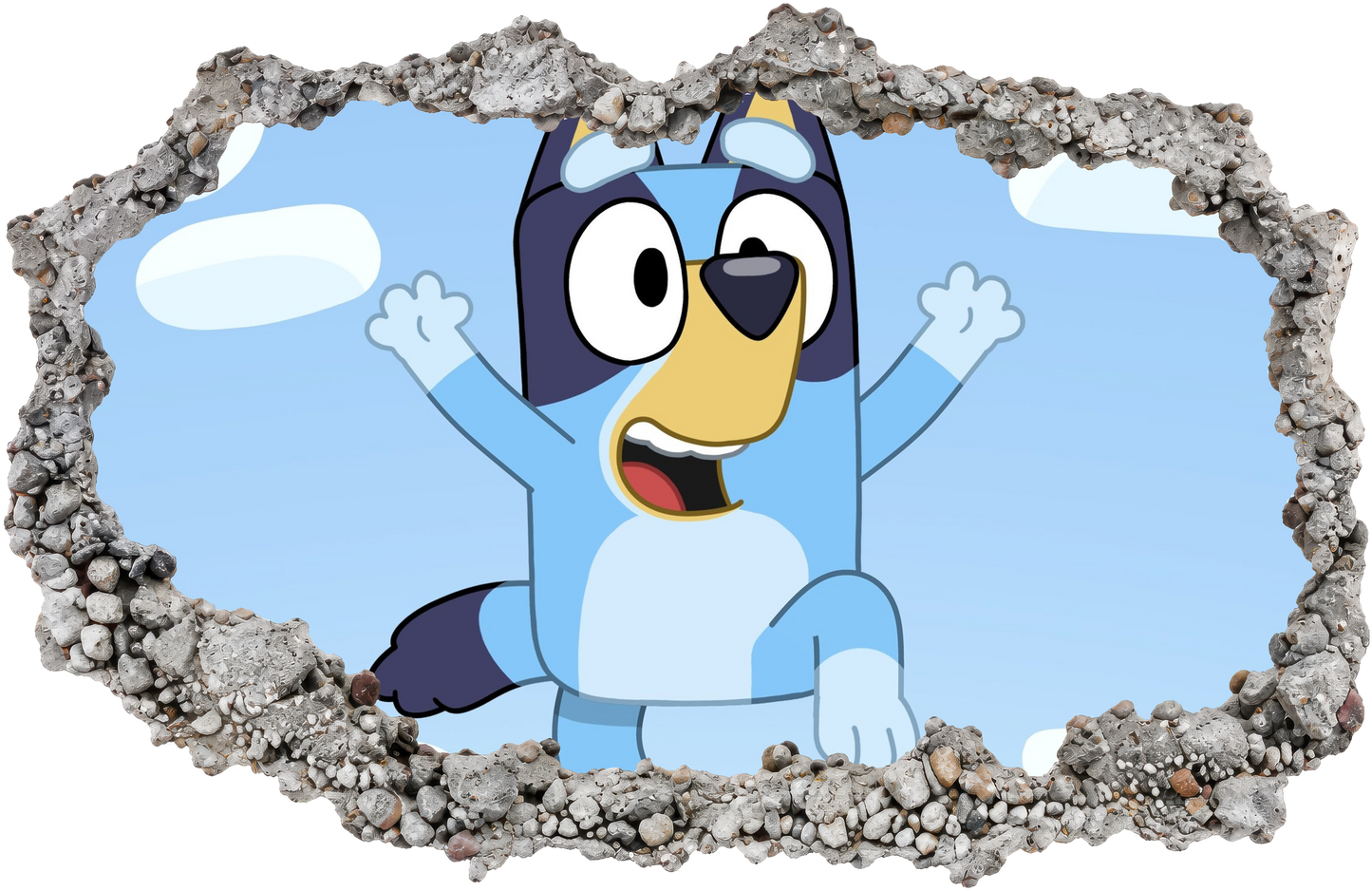 Bluey Cartoon Dog 3D Smashed Wall Decal 3D Effect Sticker 209