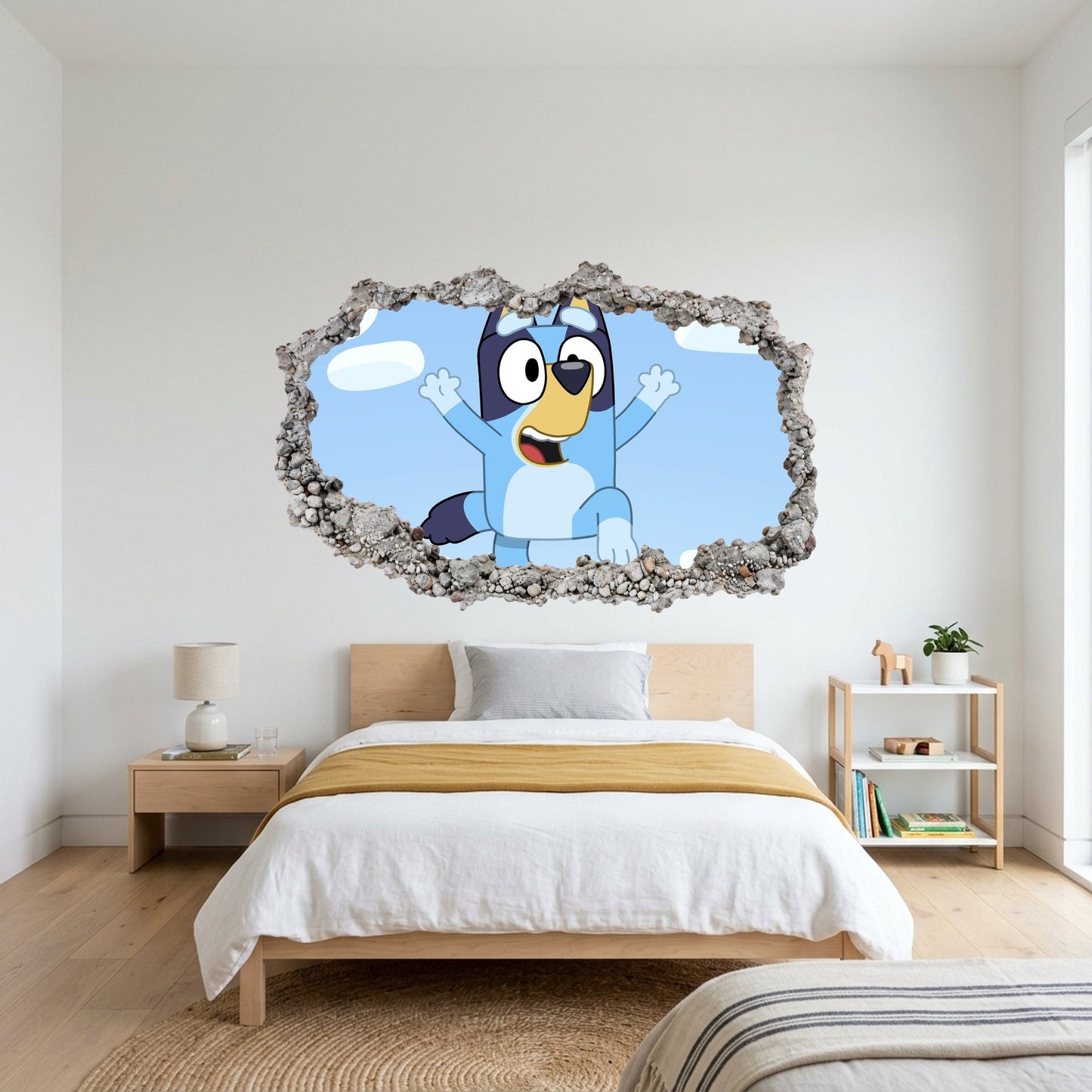 Bluey Cartoon Dog 3D Smashed Wall Decal 3D Effect Sticker 209