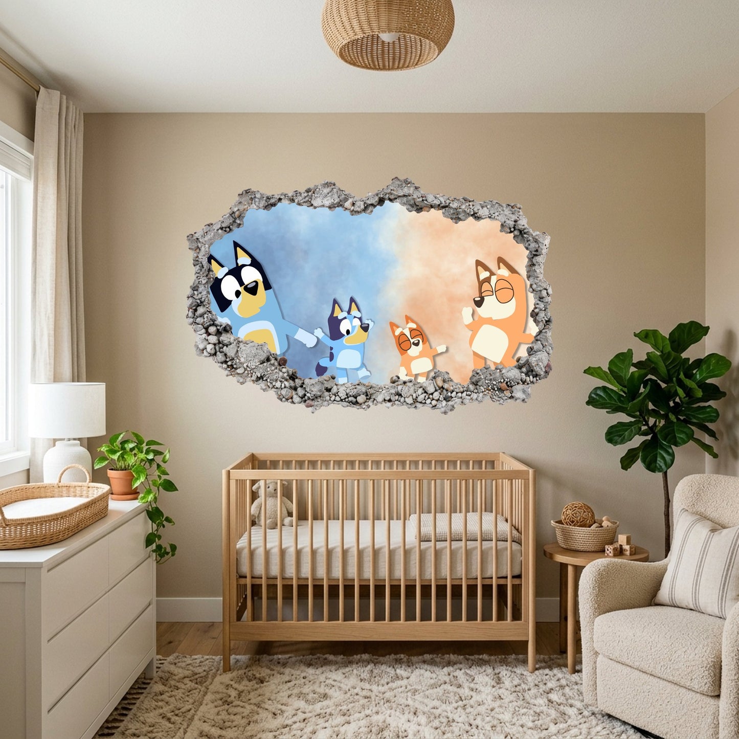 Bluey Cartoon Dog Nursery Wall Art Vinyl Mural 201