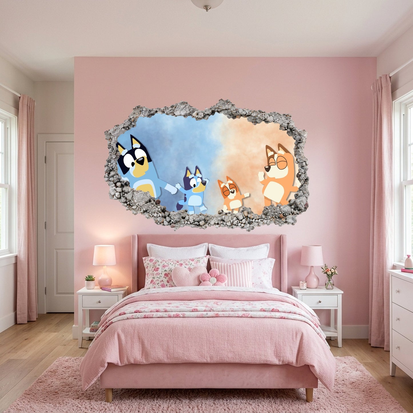 Bluey Cartoon Dog Nursery Wall Art Vinyl Mural 201
