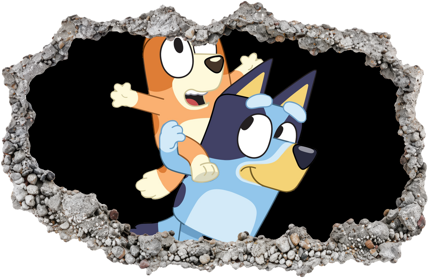 Bluey Family Kids TV Show 3D Effect Sticker Smashed Brick Decal 211