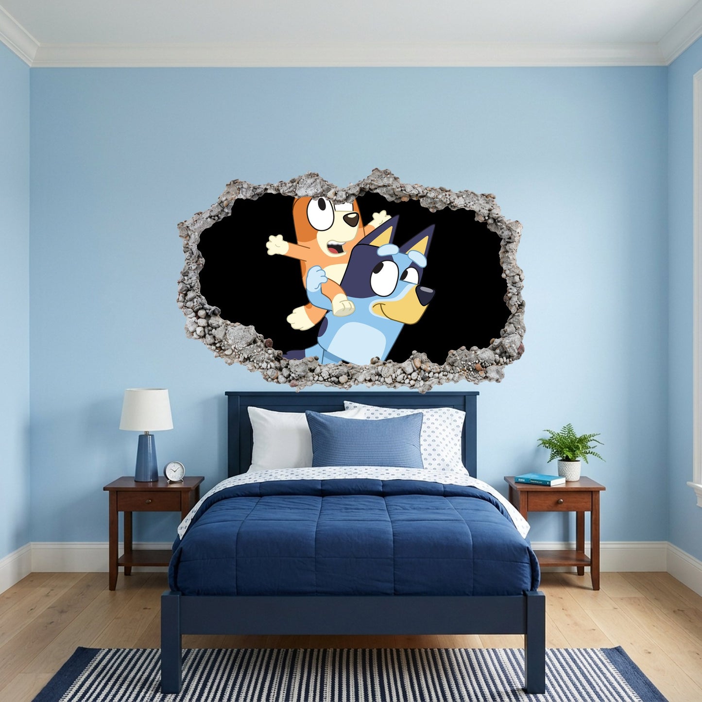 Bluey Family Kids TV Show 3D Effect Sticker Smashed Brick Decal 211