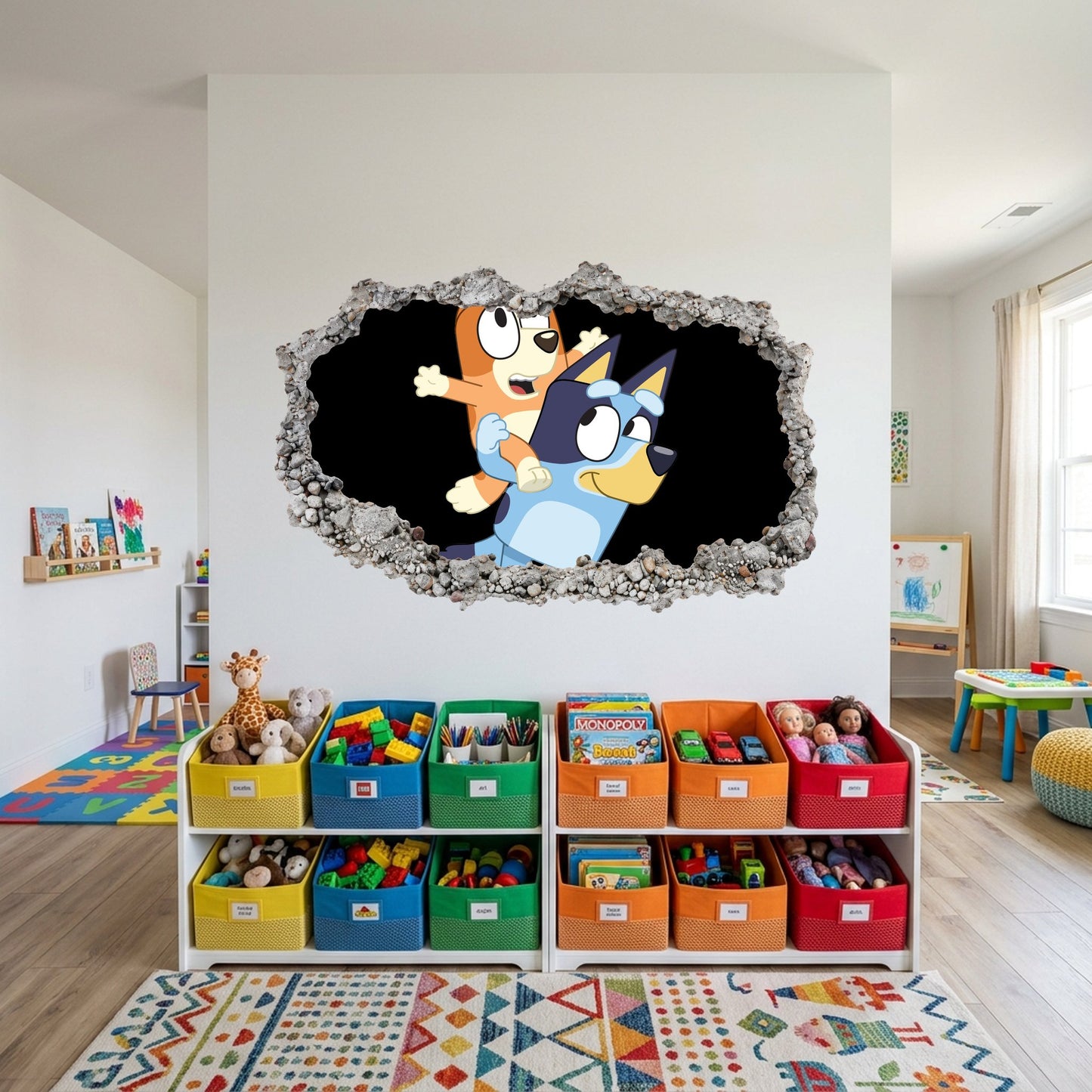 Bluey Family Kids TV Show 3D Effect Sticker Smashed Brick Decal 211