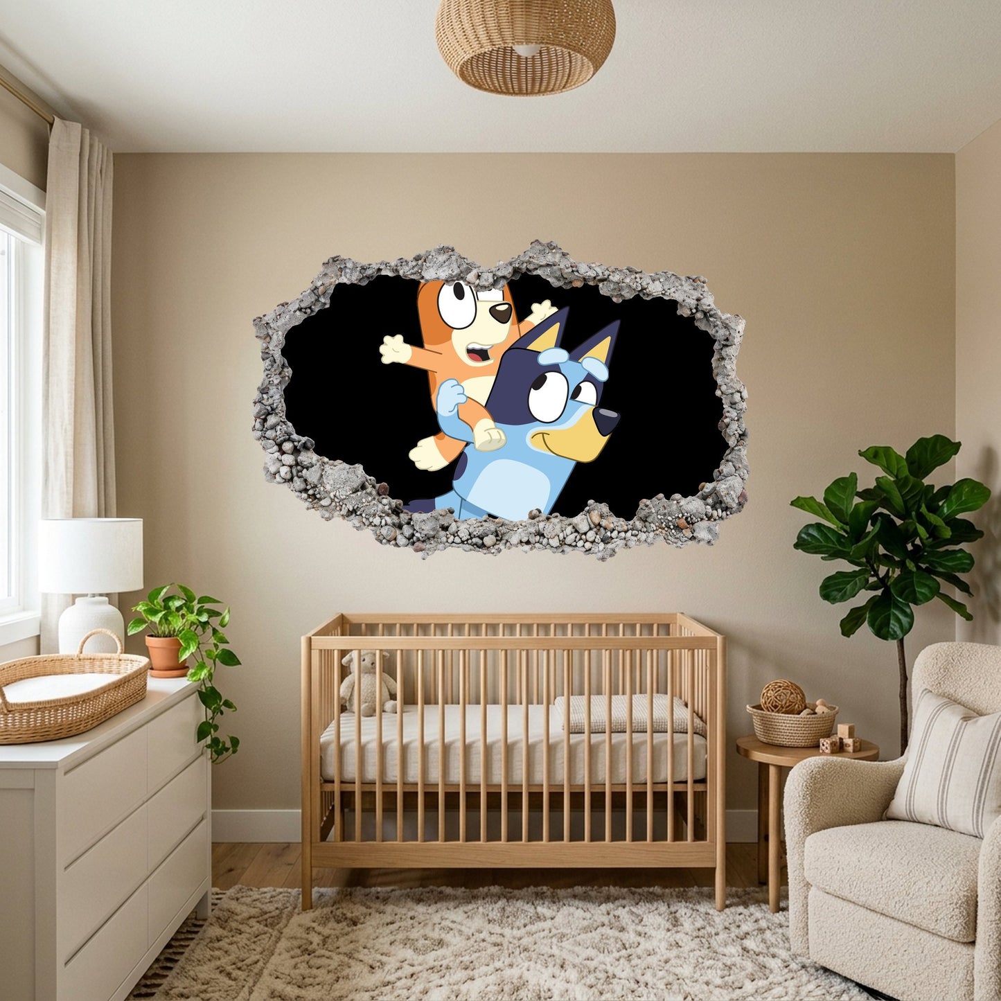 Bluey Family Kids TV Show 3D Effect Sticker Smashed Brick Decal 211