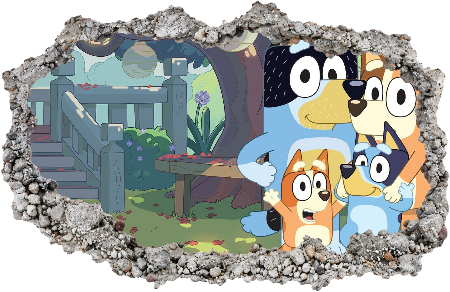 Bluey Family Kids TV Show Vinyl Mural 3D Wall Hole Decal 193
