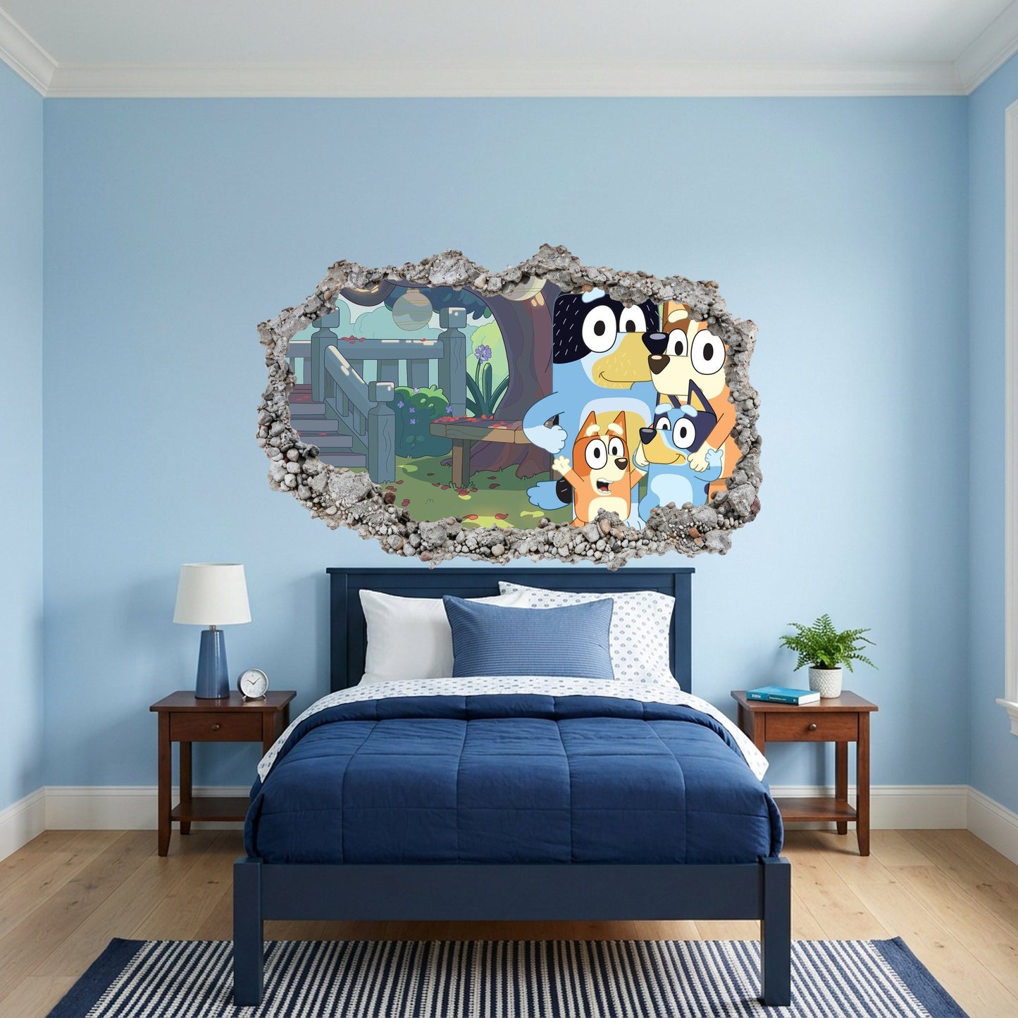 Bluey Family Kids TV Show Vinyl Mural 3D Wall Hole Decal 193