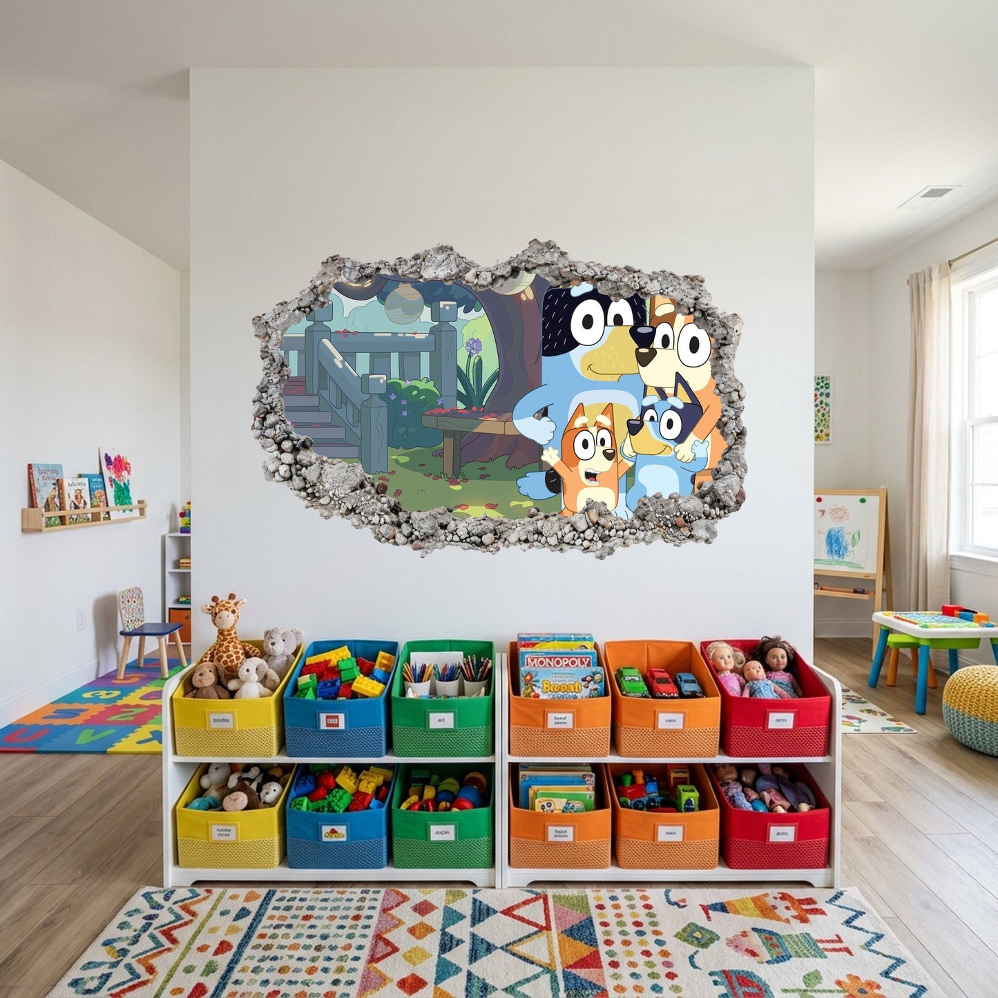 Bluey Family Kids TV Show Vinyl Mural 3D Wall Hole Decal 193