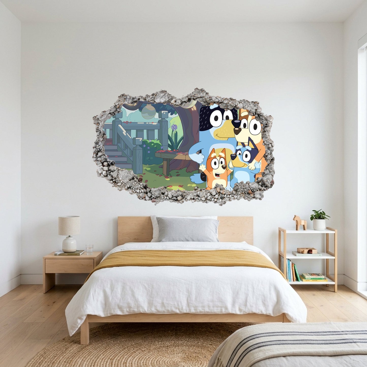 Bluey Family Kids TV Show Vinyl Mural 3D Wall Hole Decal 193