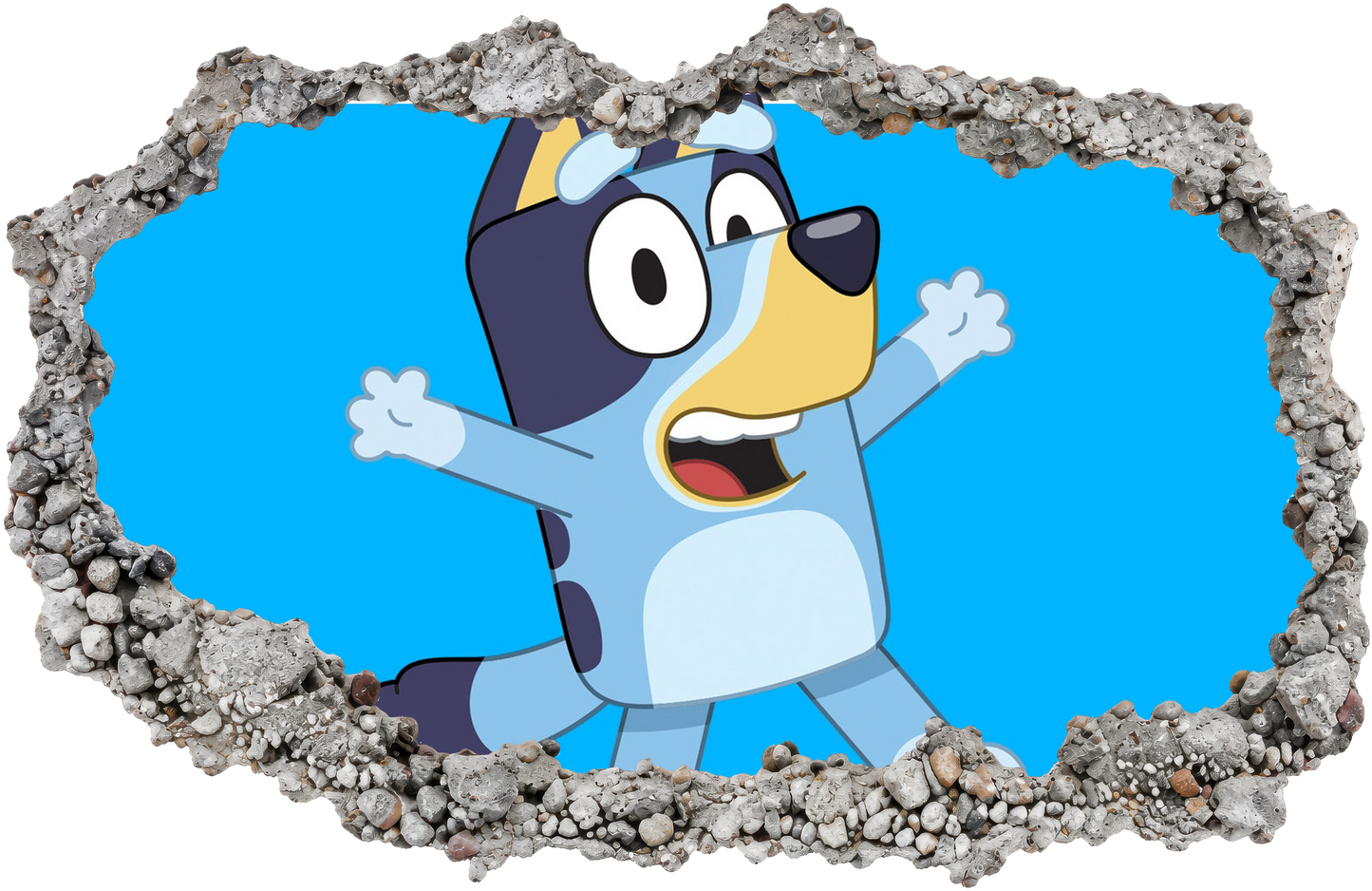 Bluey Family Kids TV Show Vinyl Mural Smashed Brick Decal 214