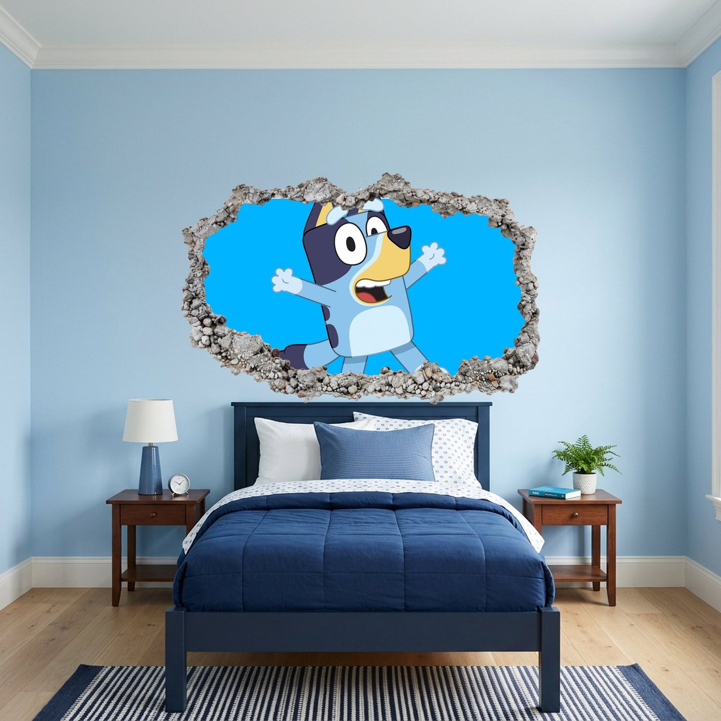 Bluey Family Kids TV Show Vinyl Mural Smashed Brick Decal 214