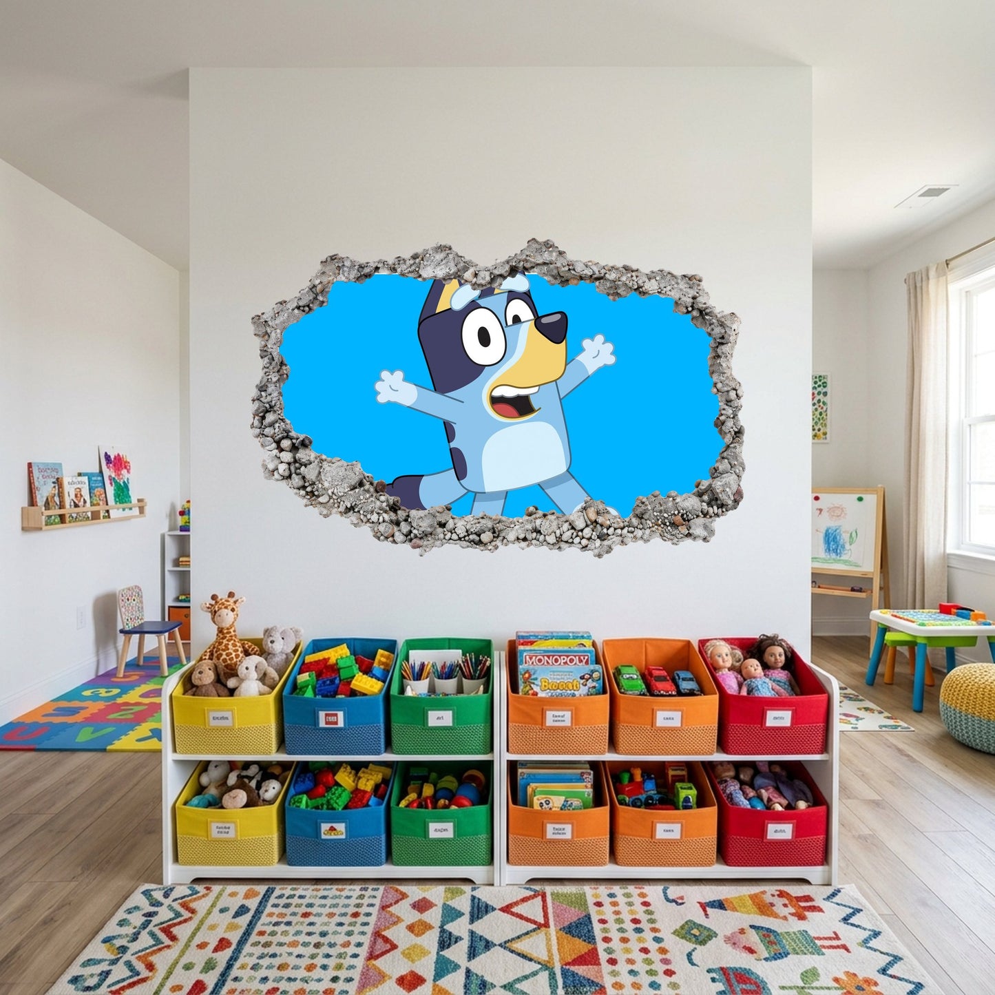 Bluey Family Kids TV Show Vinyl Mural Smashed Brick Decal 214