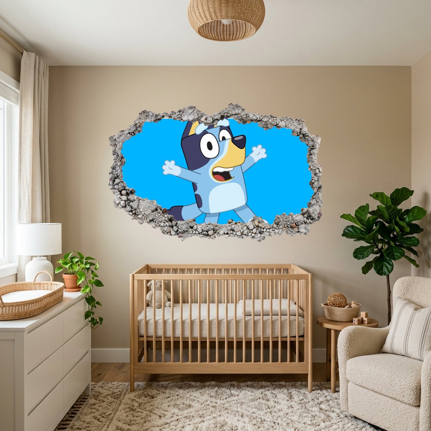 Bluey Family Kids TV Show Vinyl Mural Smashed Brick Decal 214